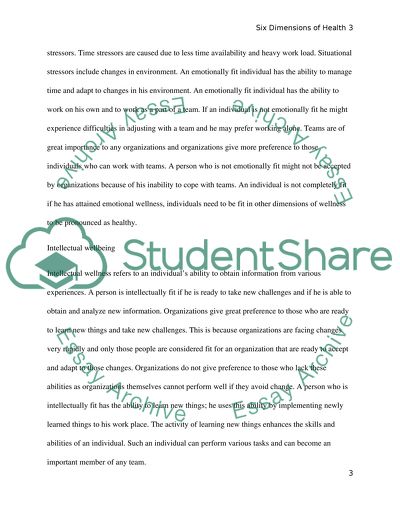 Six Dimensions of Health