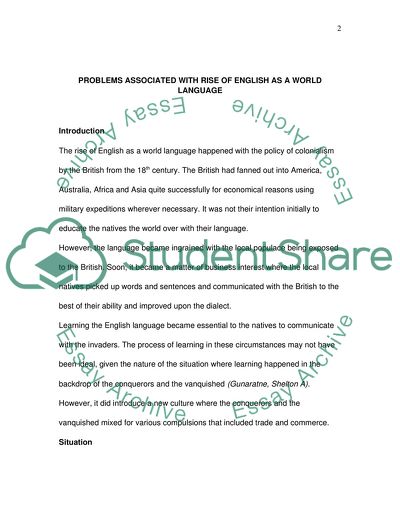 Problems Associated with Rise of English as a World Language