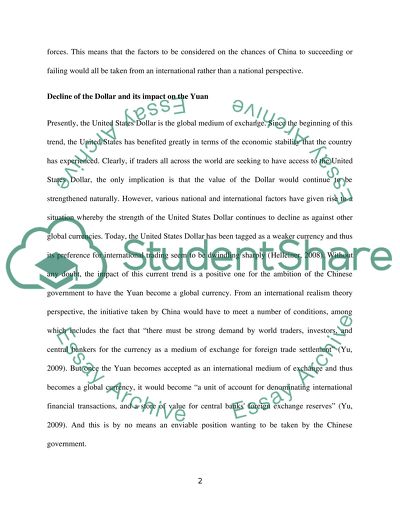 Yuan an international medium of exchange