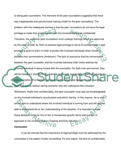 The Importance of Legal Privilege in Peer Counselling