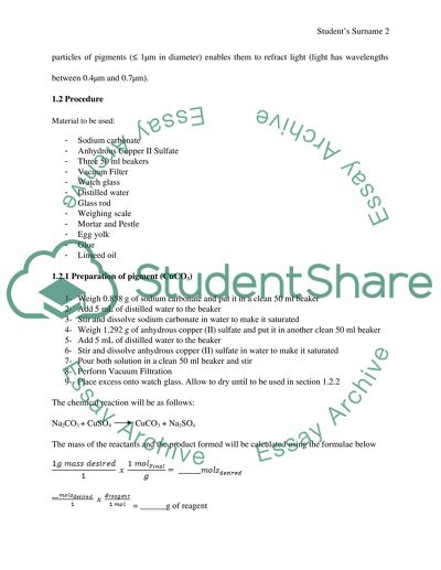 Laboratory Preparation of Paint Using Copper Carbonate as the Pigment