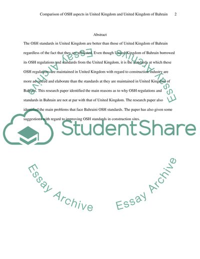 Comparison of health and safety aspects between Bahrain & UK