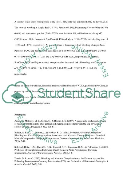 Evidence Based Practice - Vascular Bleeding Following PCI
