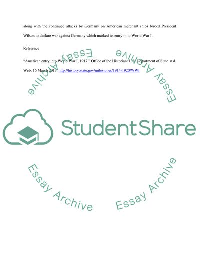 Major reasons behind the United Statesentry into World War I