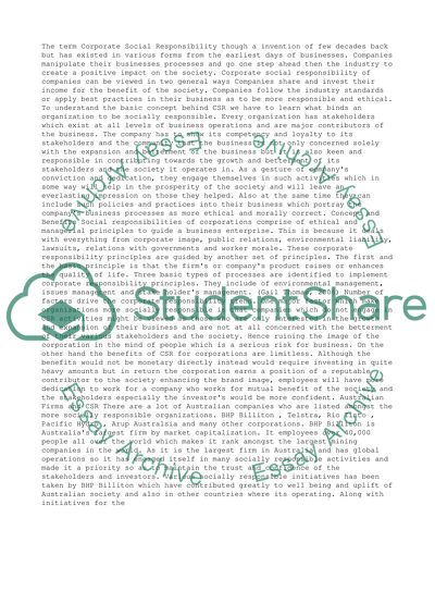 Corporate social responsibility and its theoretical foundations. Australian firms and CSR