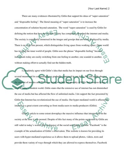 Assessment of Supersaturation, or The Media Torrent and Disposable Feeling Article by Todd Gitlin