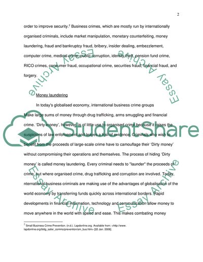 Subject area is International Business Crimes