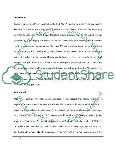 Obamas Policy in Afghanistan