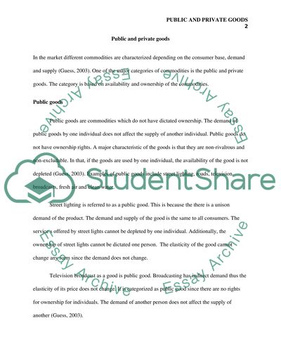 Public and Private Goods