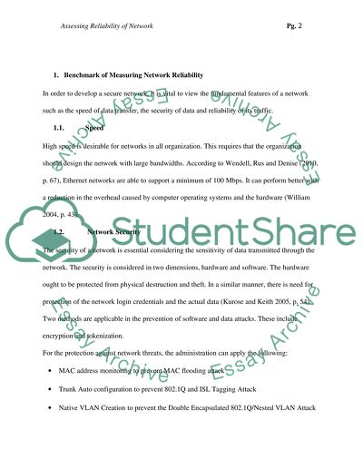 Assessing reliability of network