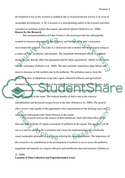 Description of Water Pollution Sources in Lake Victoria