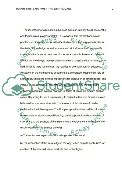 Philosophical Reflection on Experimenting with Humans