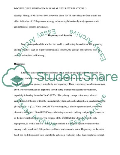 Decline of US Hegemony in Global Security Relations and the Rise of ...