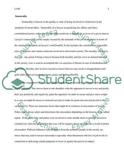 Immorality of a Lawyer