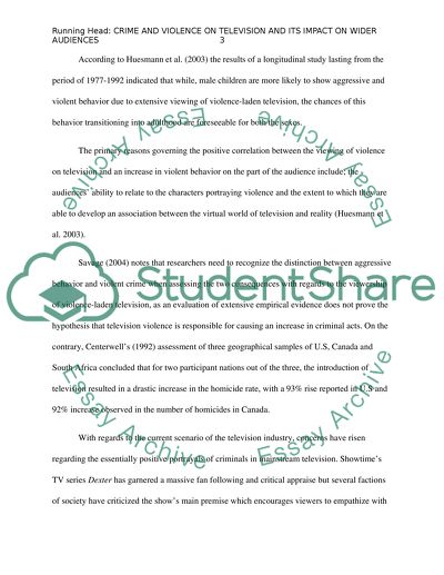 Crime and Violence on Television and Its Impact on Wider Audiences