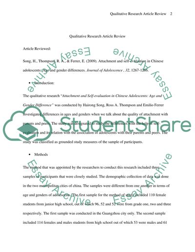 Attachment and Self-Evaluation in Chinese Adolescents