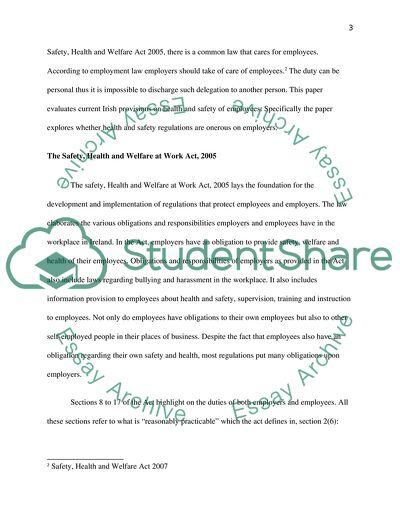 Irish Provisions and Protecting the Health and Safety of Workers on Employers