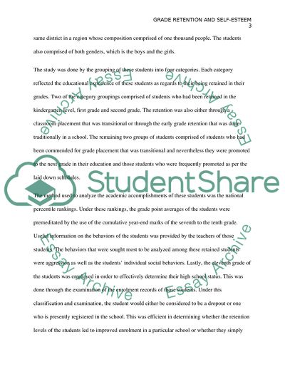 A Longitudinal Study of Grade Retention