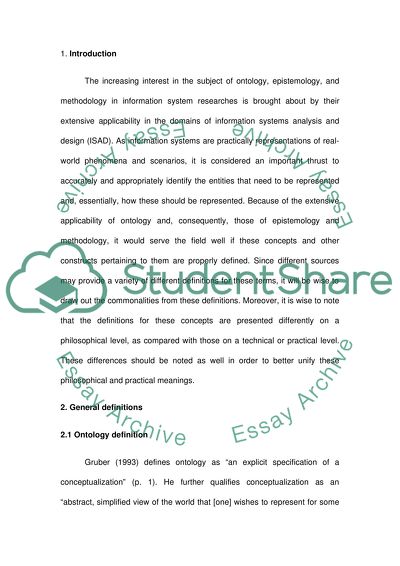 Ontology, epistemology and methodology in information system researches