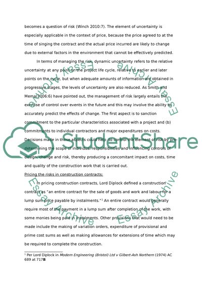 Risk Pricing in Construction Contracts in Saudia Arabia