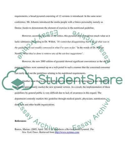 Analysis of the Article U.S. Introduces a Revised Food Pyramid by Marian Burros