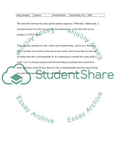 Human Geography - How far does food travel