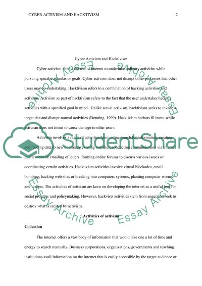 Cyber Activism and Hacktivism