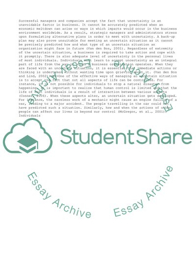 Dealing with Uncertainty