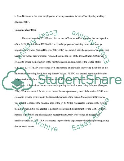 Goals and Objectives of the Department of Homeland Security