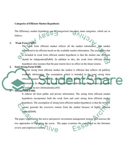The Selection of Investment Strategy and Portfolio Management
