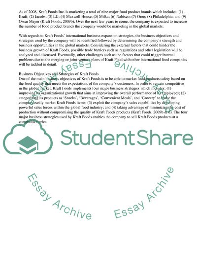 Kraft Foods Strategy to Lead the Global Food Processing Companies Market