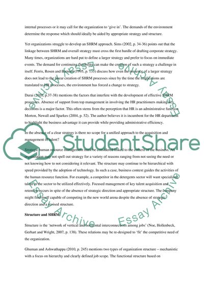Structural form that is most suitable for an SHRM approach