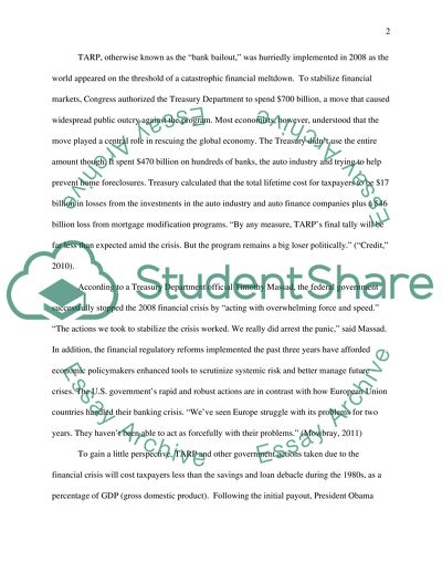 The Bailouts Worked: Like the Concept or Not