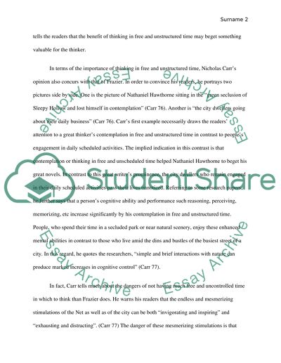 Analysis of the Merits of Thinking in Free Time