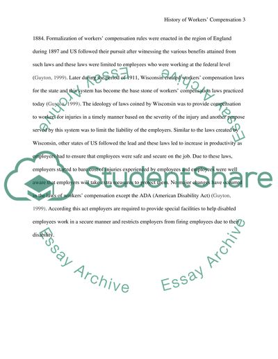 History of Workers Compensation