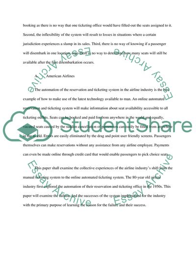 Automation of Airline Reservation System