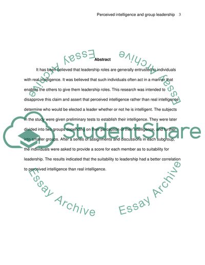 Perceived intelligence and group leadership