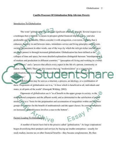 Can Processes of Globalization Help Alleviate Poverty