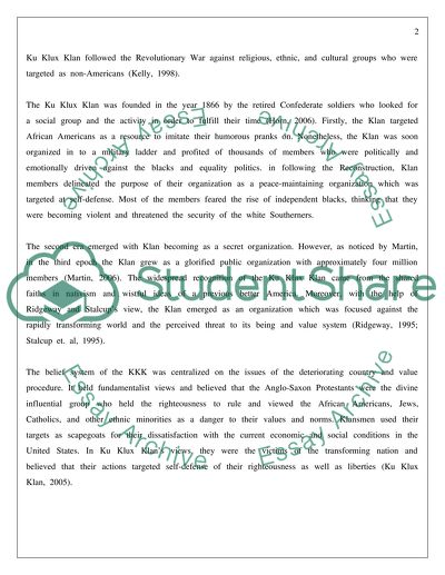 The Ku Klux Klan as an American Terrorist Group