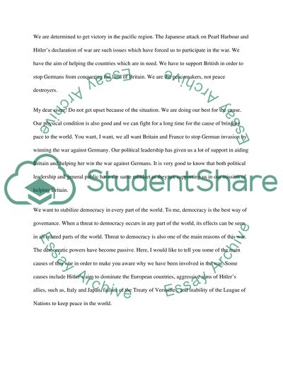 A War Letter to Sister