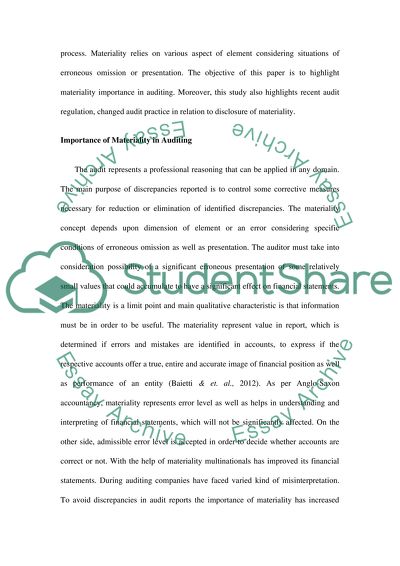 Materiality in Auditing