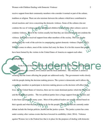 Women with Children Dealing with Domestic Violence