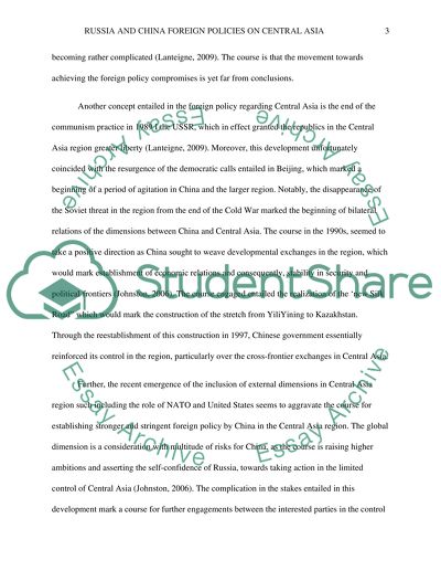 Russia and China Foreign Policies on Central Asia