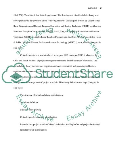 Critical Chains in Project Management