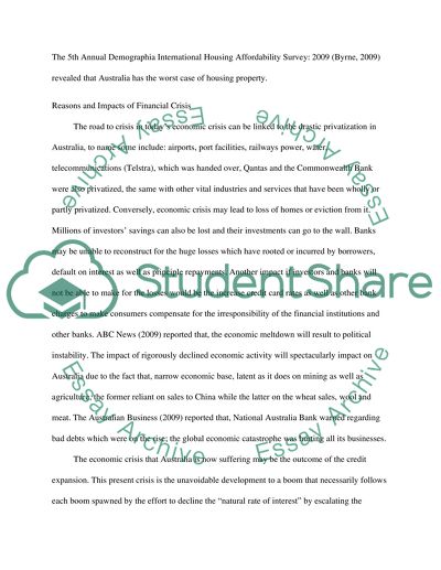 The Current Economic Crisis in Australia