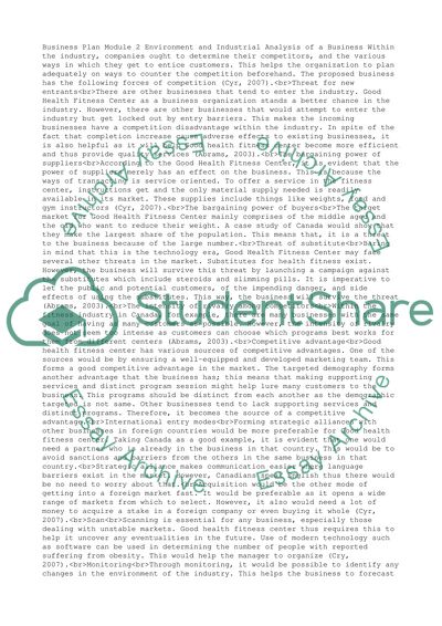Environment and Industrial Analysis of a Business