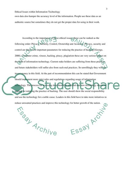 Ethical Issues within Information Technology