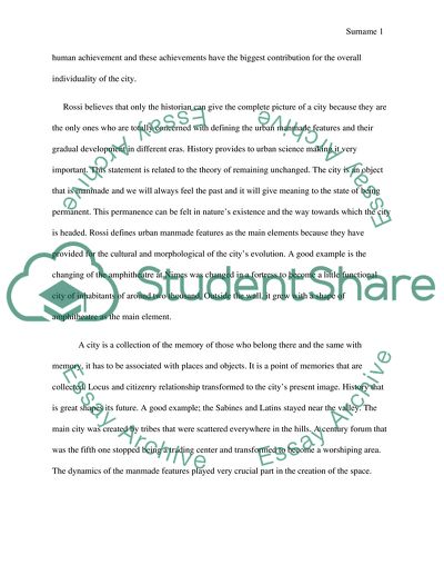 The importance of Rossi work to understanding the city