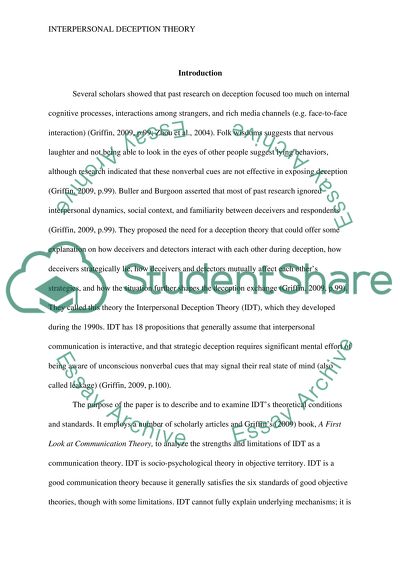 Buller and Burgoons Interpersonal Deception Theory