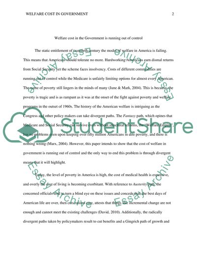 Welfare Cost in the Government is Running out of Control